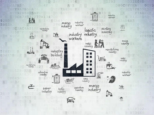 Industry concept: Industry Building on Digital Paper background — Stok fotoğraf