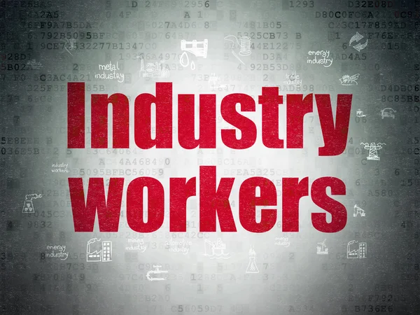 Fertigungskonzept: Industriearbeiter auf digitalem Papierhintergrund — Stockfoto