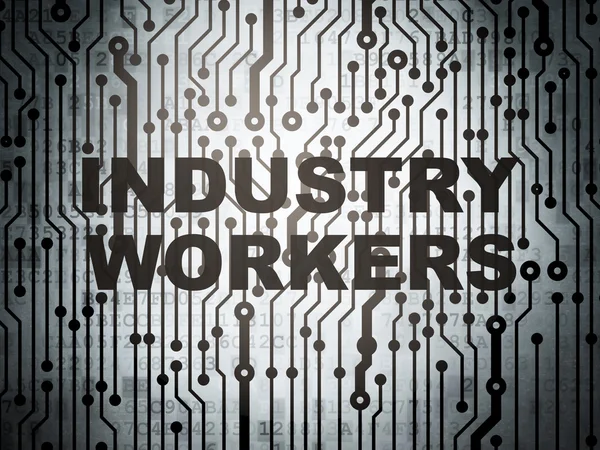 Concept de fabrication : circuit imprimé avec les travailleurs de l'industrie — Photo