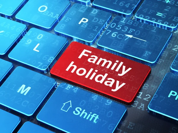 Travel concept: Family Holiday on computer keyboard background — 图库照片