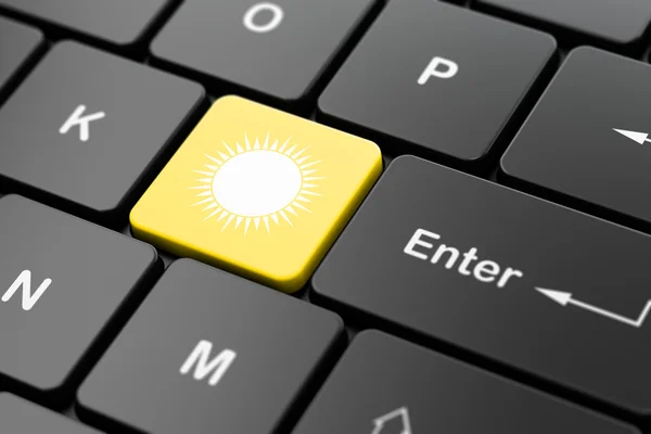 旅游概念： 计算机键盘背景上的太阳 — 图库照片