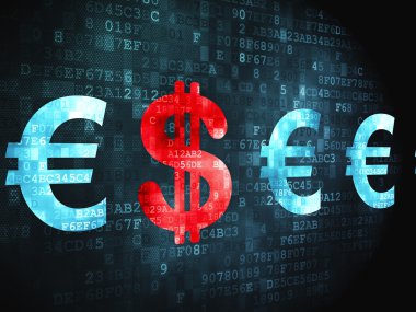 Banking concept: Dollar And Euro on digital background