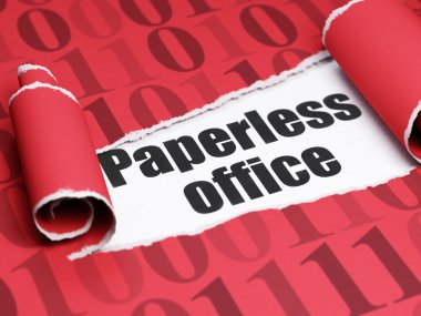 Business concept: black text Paperless Office under the piece of  torn paper
