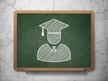 Science concept: Student on chalkboard background