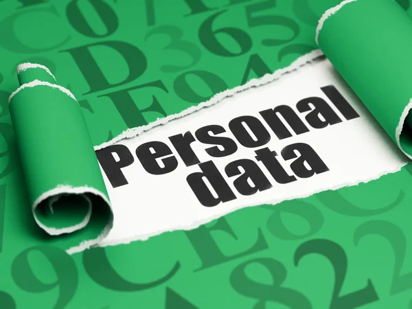 Data concept: black text Personal Data under the piece of  torn paper — Stockfoto