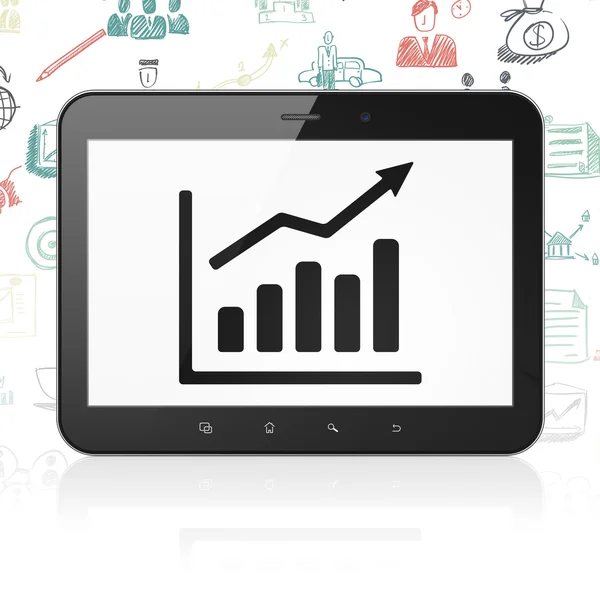 Finance concept: Tablet Computer with Growth Graph on display — Zdjęcie stockowe