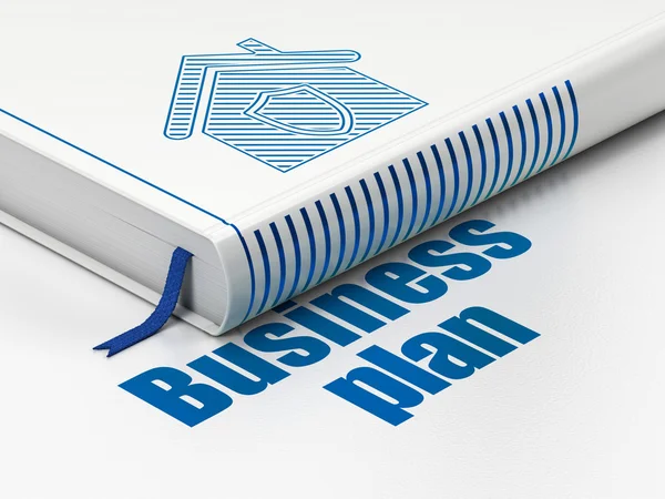 Business concept: book Home, Business Plan su sfondo bianco — Foto Stock