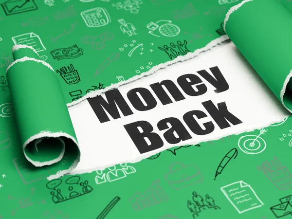 Business concept: black text Money Back under the piece of  torn paper — ストック写真