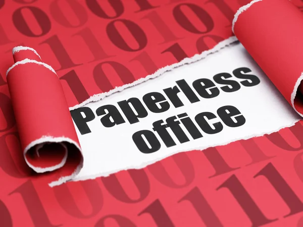 Business concept: black text Paperless Office under the piece of  torn paper — Stockfoto