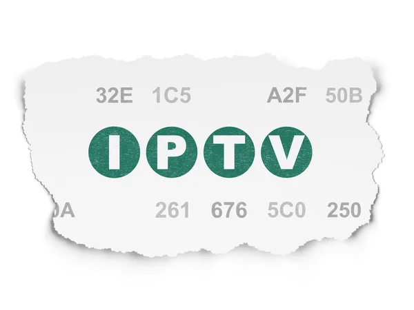 Web tasarım konsepti: IPTV yırtılmış kağıt arka plan üzerinde — Stok fotoğraf