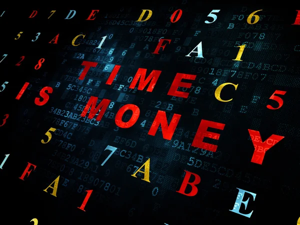 Concetto temporale: il tempo è denaro su sfondo digitale — Foto Stock