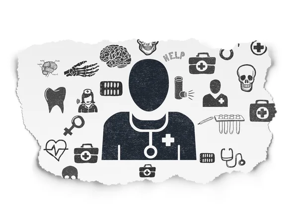 Medicine concept: Doctor on Torn Paper background — 图库照片