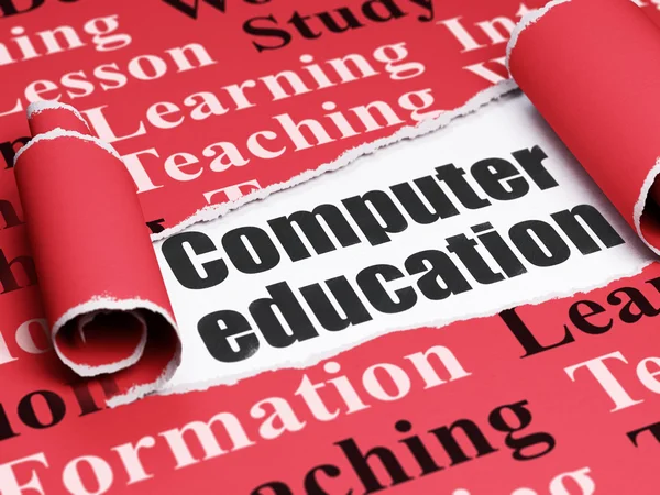 Education concept: black text Computer Education under the piece of  torn paper — Stock Photo, Image