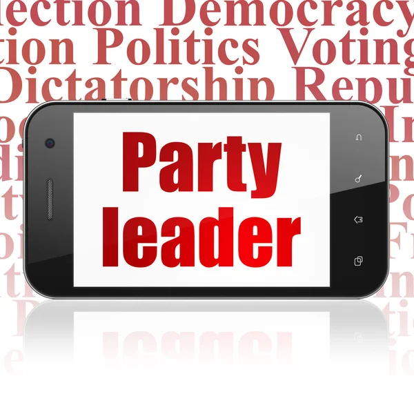 Politics concept: Smartphone with Party Leader on display — Stockfoto