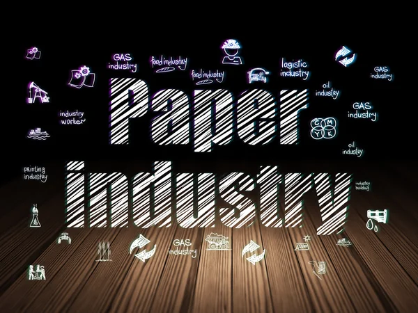 Concepto de fabricación: Industria papelera en sala oscura grunge —  Fotos de Stock