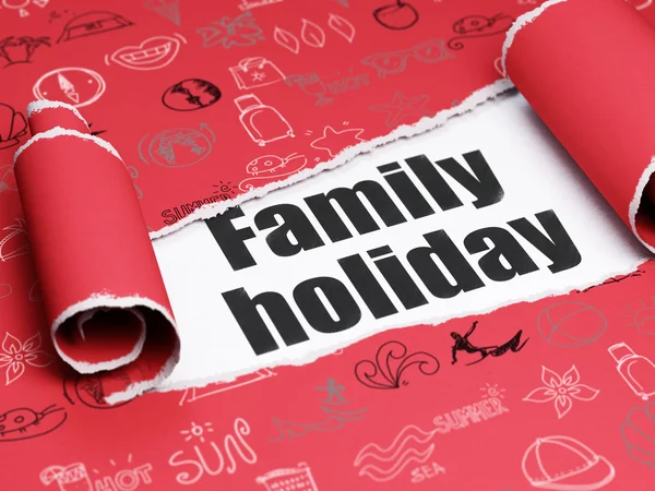 Tourism concept: black text Family Holiday under the piece of  torn paper — Stockfoto