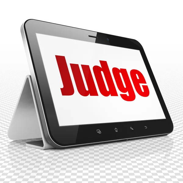 Law concept: Tablet Computer with Judge on display — Stock Photo, Image