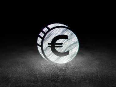 Banking concept: Euro Coin in grunge dark room