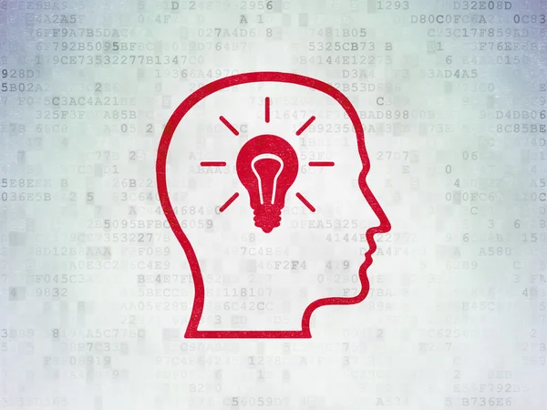 Data concept: Head With Lightbulb on Digital Paper background — Stock Photo, Image