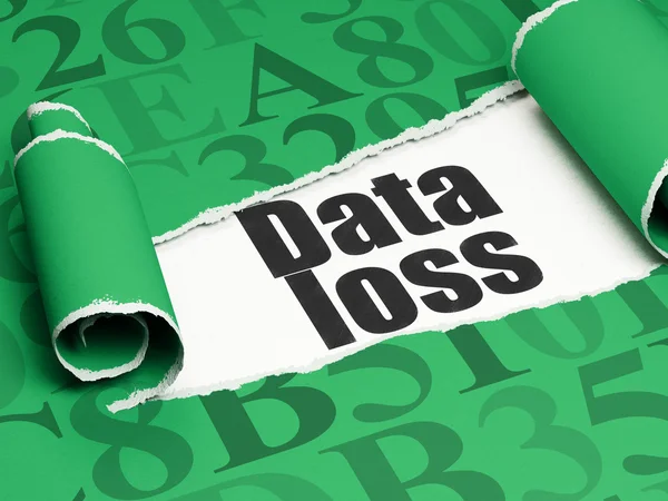 Information concept: black text Data Loss under the piece of  torn paper — Stock Photo, Image