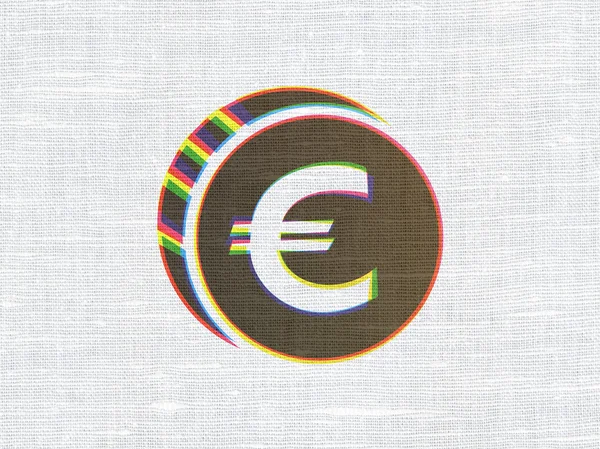 Currency concept: Euro Coin on fabric texture background — 图库照片