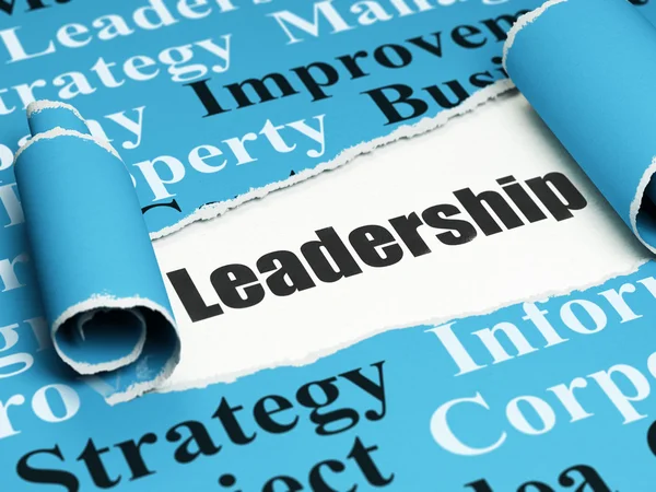 Finance concept: black text Leadership under the piece of  torn paper — Stockfoto
