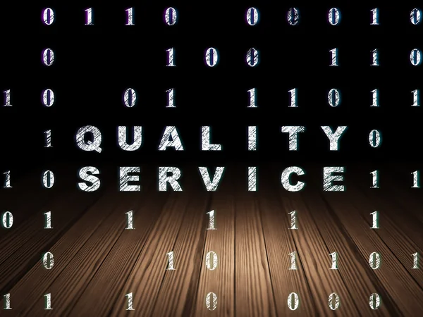 Finance concept: Quality Service in grunge dark room — Stock Photo, Image