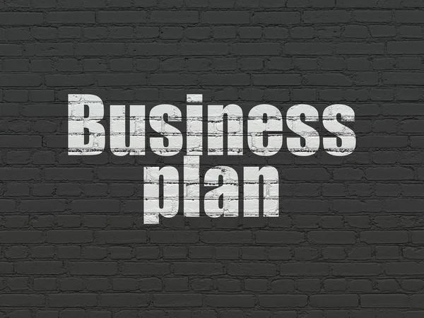 Conceito de negócio: Plano de negócios sobre fundo de parede — Fotografia de Stock