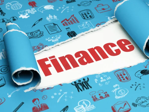 Conceito financeiro: texto vermelho Financiar sob o pedaço de papel rasgado — Fotografia de Stock