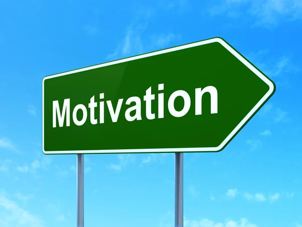 Concept d'entreprise : Motivation sur fond de panneau routier — Photo