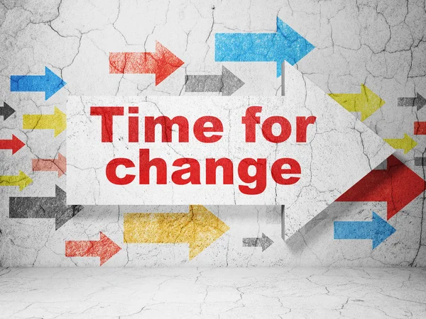 Concetto Timeline: freccia con Time for Change su sfondo grunge wall — Foto Stock