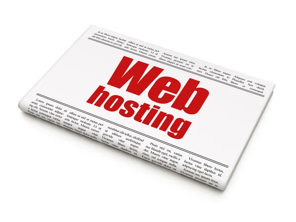 Concepto de desarrollo web: titular del periódico Web Hosting — Foto de Stock