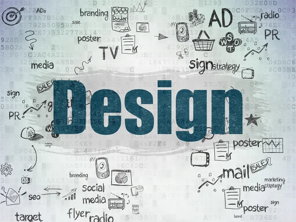 Marketing concept: Design on Digital Paper background — 图库照片