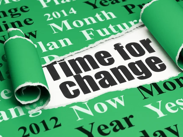 Time concept: black text Time for Change under the piece of  torn paper — 图库照片