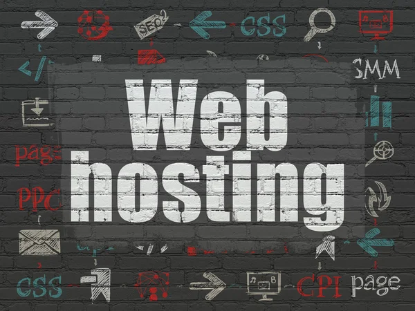 Web design concept: Web Hosting na tle ściany — Zdjęcie stockowe