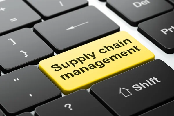 Conceito de marketing: Supply Chain Management no fundo do teclado do computador — Fotografia de Stock