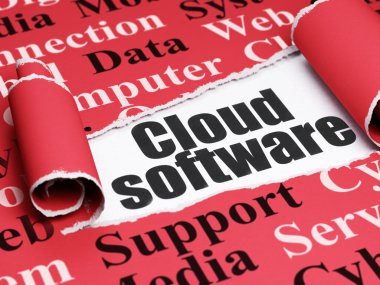 Cloud technology concept: black text Cloud Software under the piece of  torn paper