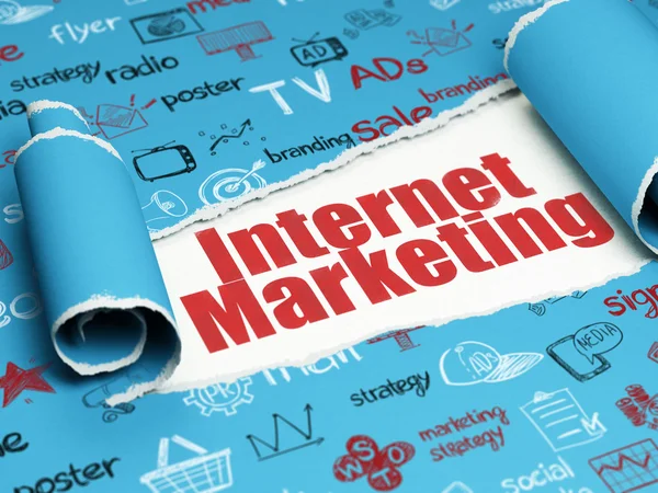 Marketing concept: red text Internet Marketing under the piece of  torn paper — Stock Photo, Image