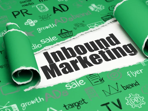 Marketing concept: black text Inbound Marketing under the piece of  torn paper — Stok fotoğraf