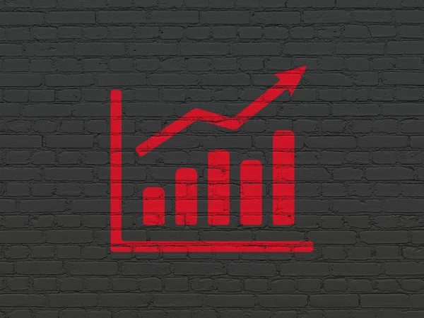 Concepto de noticias: Gráfico de crecimiento sobre fondo de pared — Foto de Stock