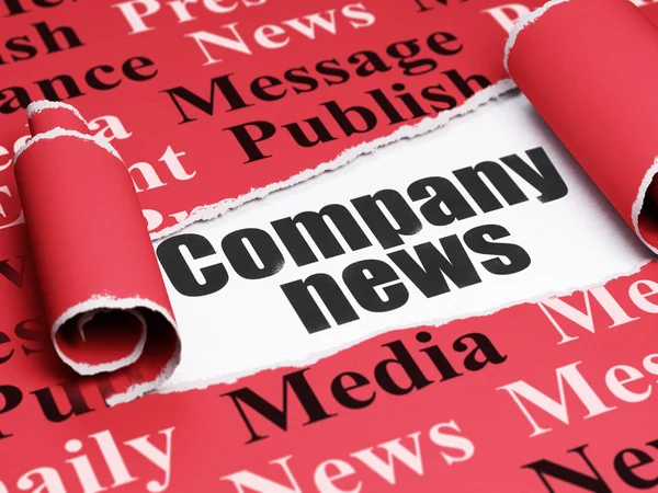 Nyhetskonsept: Black text Company News under the piece of rift paper – stockfoto