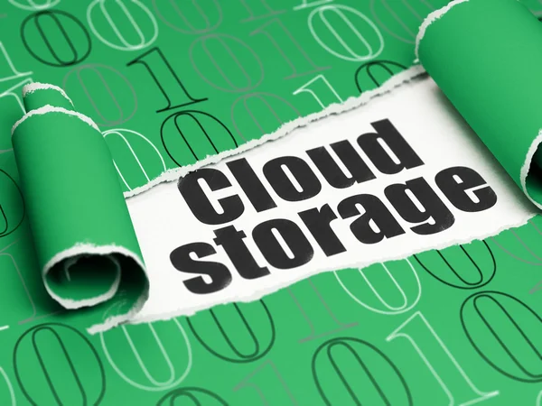 Concetto di rete cloud: testo nero Cloud Storage sotto il pezzo di carta strappata — Foto Stock