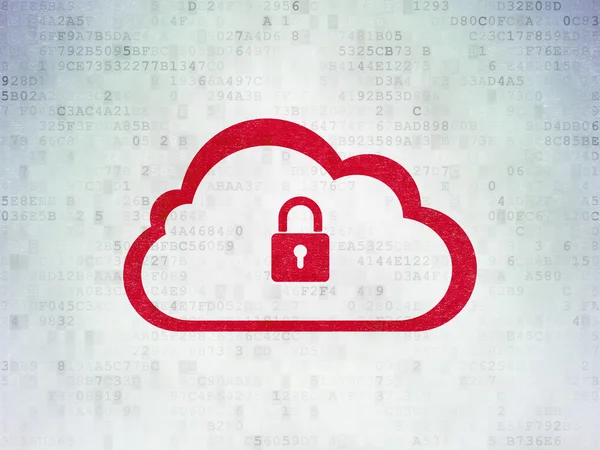 Cloud technology concept: Cloud With Padlock on Digital Paper background — Stock Photo, Image