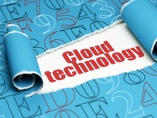 Cloud networking concept: red text Cloud Technology under the piece of  torn paper — Stockfoto