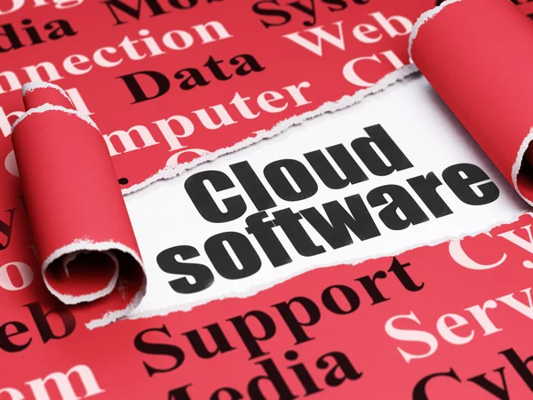 Cloud technology concept: black text Cloud Software under the piece of  torn paper — Stockfoto