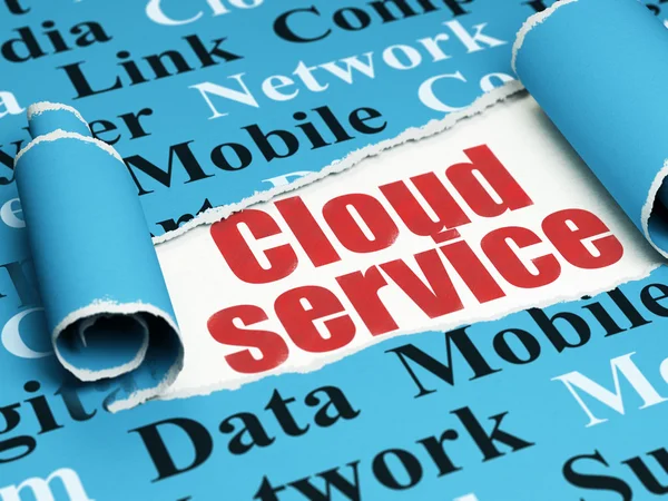 Cloud technology concept: red text Cloud Service under the piece of  torn paper — Stock Photo, Image