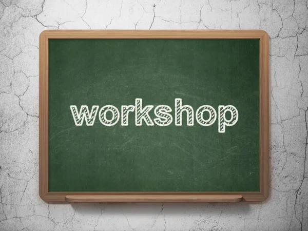 Studying concept: Workshop on chalkboard background — Stock fotografie