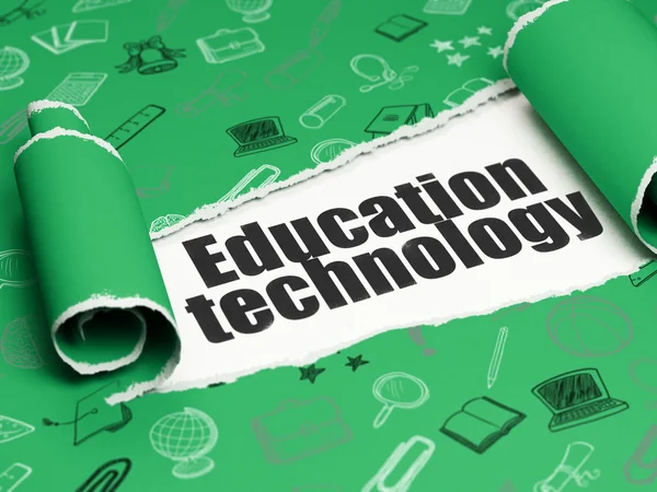 Education concept: black text Education Technology under the piece of  torn paper — Stock Photo, Image