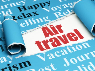 Travel concept: red text Air Travel under the piece of  torn paper