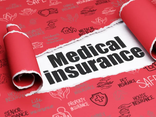 Insurance concept: black text Medical Insurance under the piece of  torn paper — Stok fotoğraf